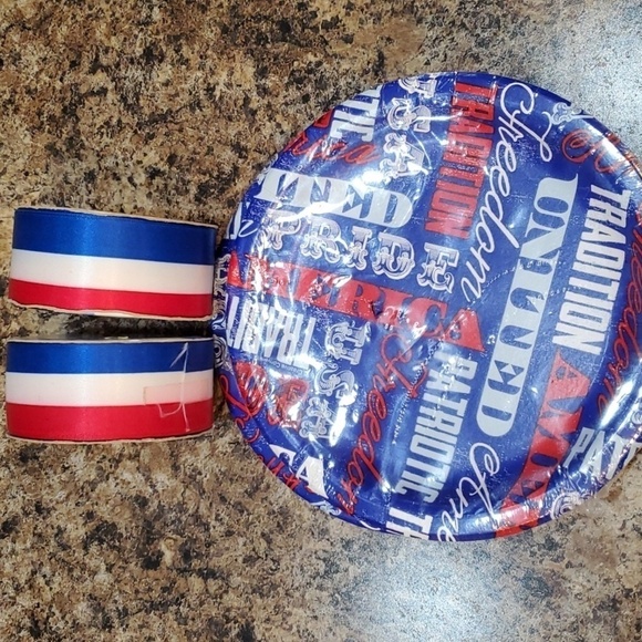 offray Other - 2 Offray Ribbons 1 5/16 (8yd Each) 2 sets 7 inch paper plates